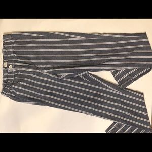 White and Blue Striped stretchy pants
